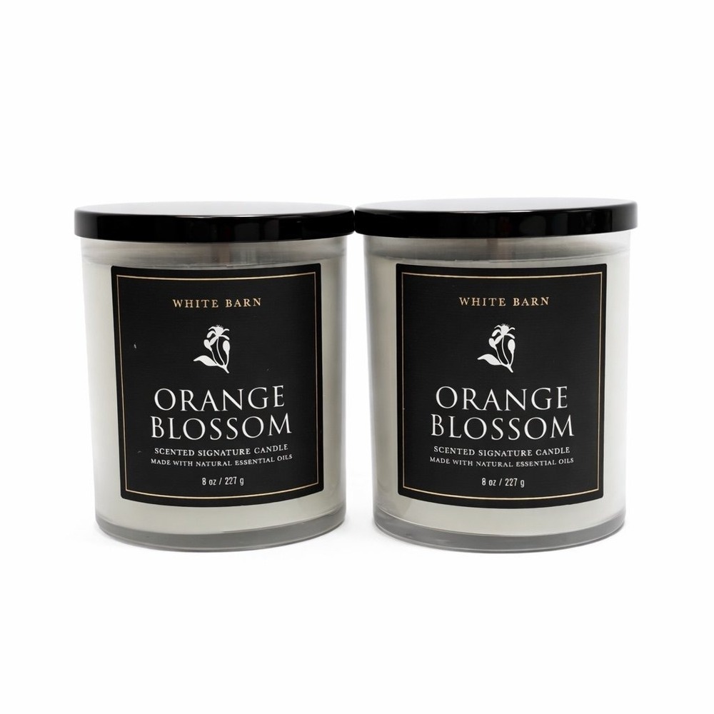 Bath & Body Works White Barn Orange Blossom Single Wick Candles 8 oz Lot of 2
